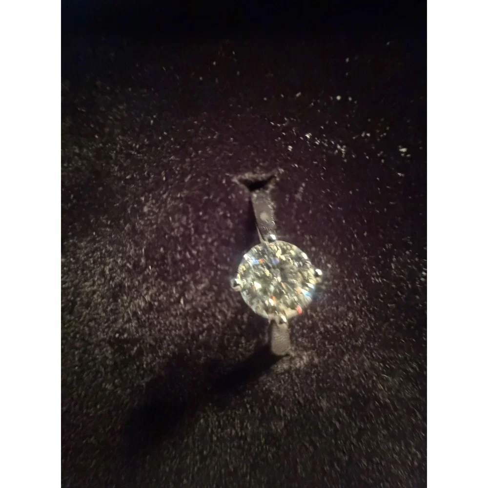 Genuine .8CT Moissanite Solitaire Ring S925 Sterling Silver Size 9.5